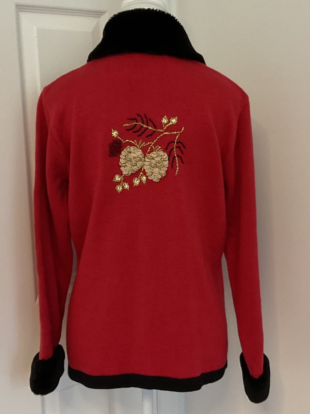 ✨ Rare Vintage Storybook Knits Cardigan Faux Fur Collar - size S - Picture 6 of 12